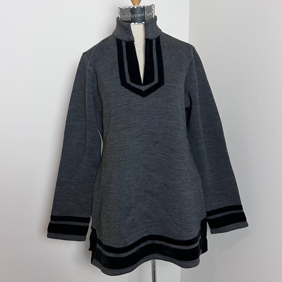 Soft Surroundings Sweaters - Soft Surroundings Gray Black Long Sleeve Tunic Blouse Top size Small (355)